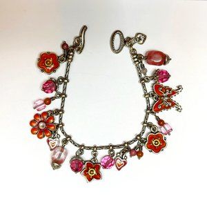 Brighton Purple and Pink Floral Charm Bracelet